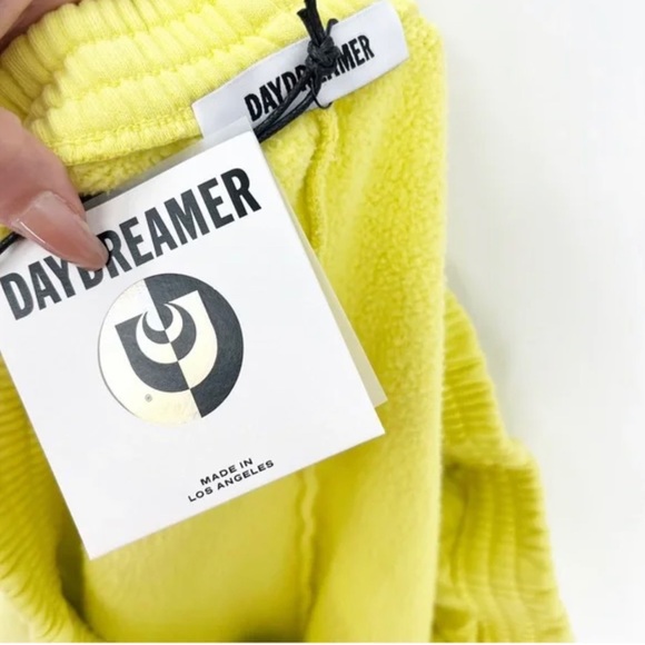 Daydreamer Ransom Note Hi-Frequency BF Boyfriend Sweat Shorts in Citron Yellow - Picture 8 of 8